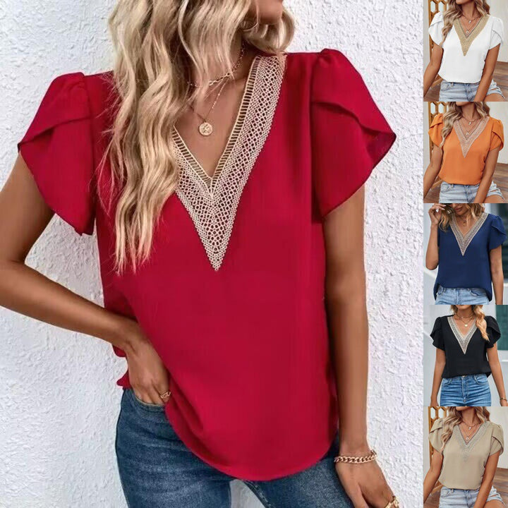 Damen Bluse mit eleganter Spitzenverzierung Drune