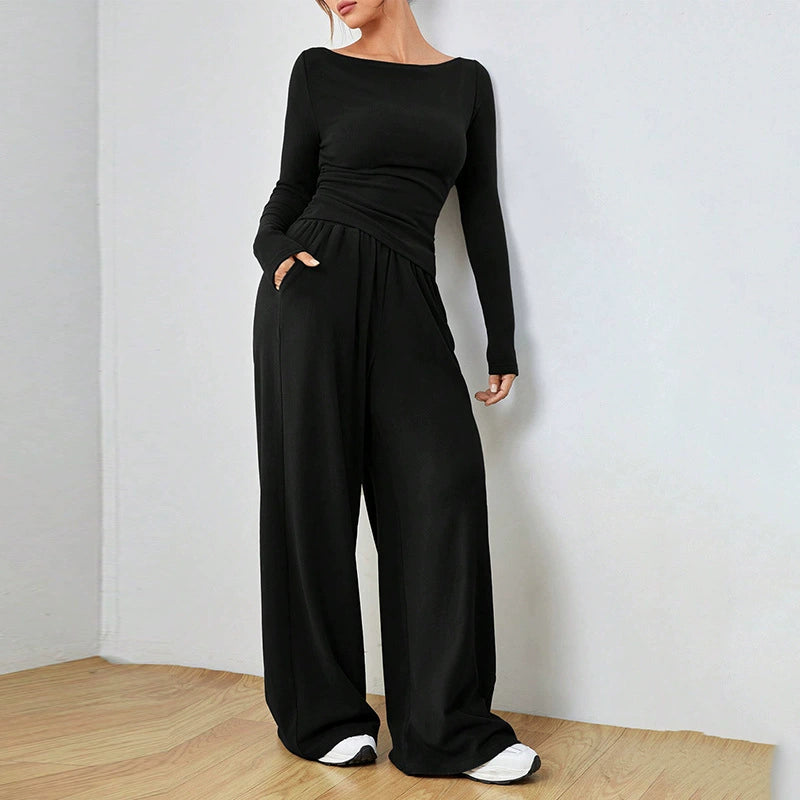 Damen Komfortabler Sweatsuit mit weitem Bein und lässigem Schnitt Drune
