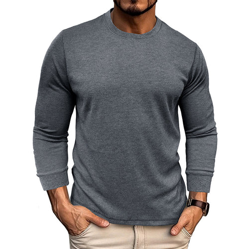 Herren Langarm-T-Shirt mit strukturiertem Design und bequemem Rundhalsausschnitt Drune