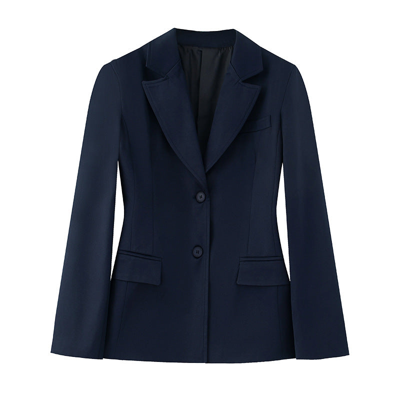 Damen nan taillierter Einreiher-Blazer mit Reverskragen, zweiknopf-Verschluss und Pattentaschen Drune