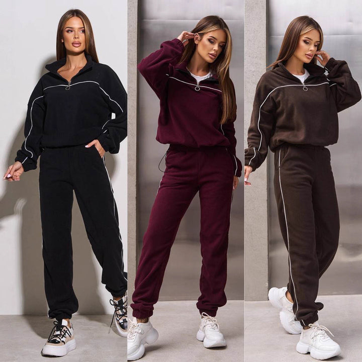 Damen Kuscheliges Fleece-Outfit mit Reißverschluss Drune