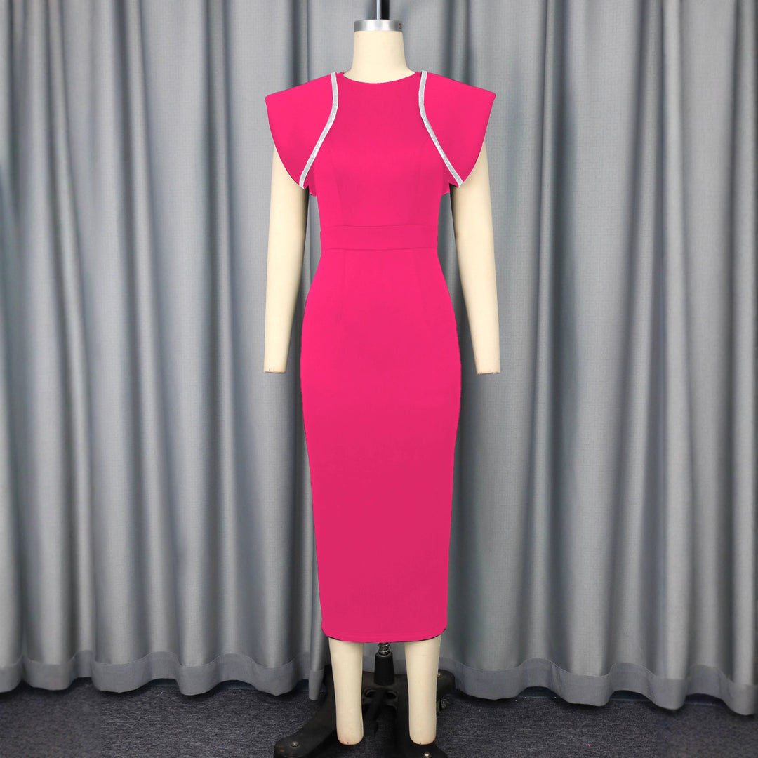 Damen figurbetontes Kleid mit dekorativen Rüschenträgern Drune