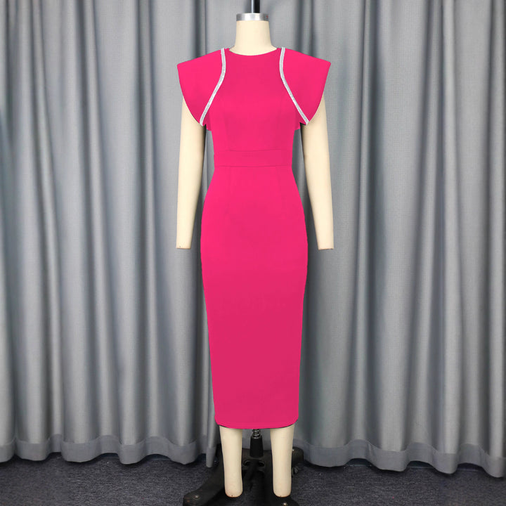 Damen figurbetontes Kleid mit dekorativen Rüschenträgern Drune