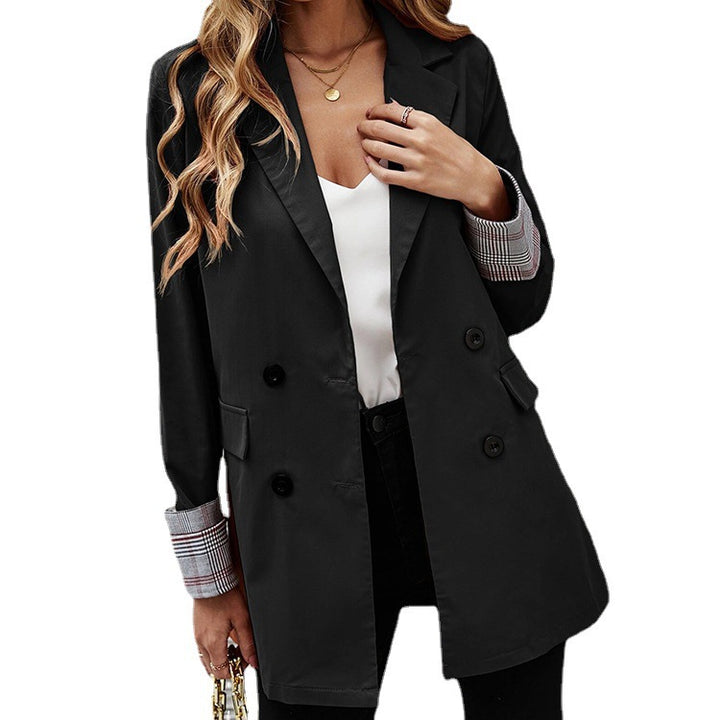 Damen eleganter Blazer mit doppelter Knopfleiste und gestreiften Ärmeln Drune