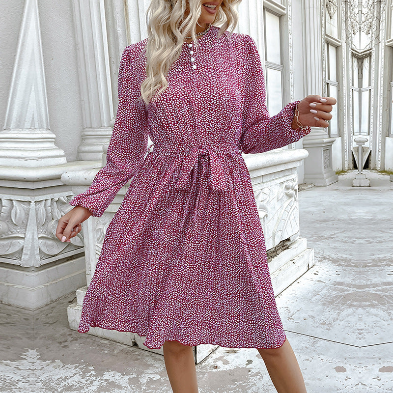 Damen Blümchen-Wickelkleid mit Rüschendetails und elastischem Taillenzug Drune