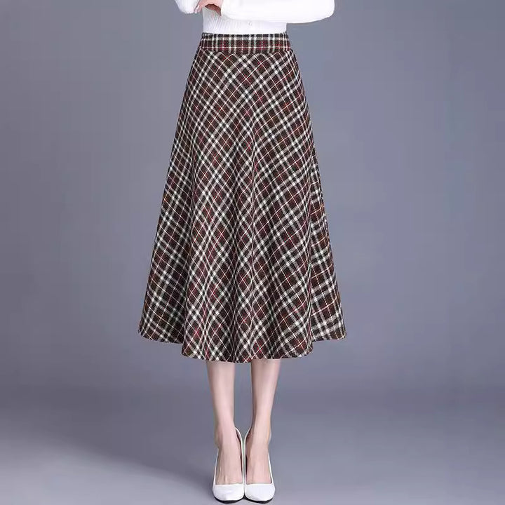 Damen Midirock im eleganten Karo-Design mit schwingendem Schnitt Drune