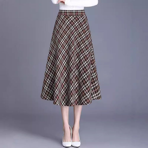 Damen Midirock im eleganten Karo-Design mit schwingendem Schnitt Drune