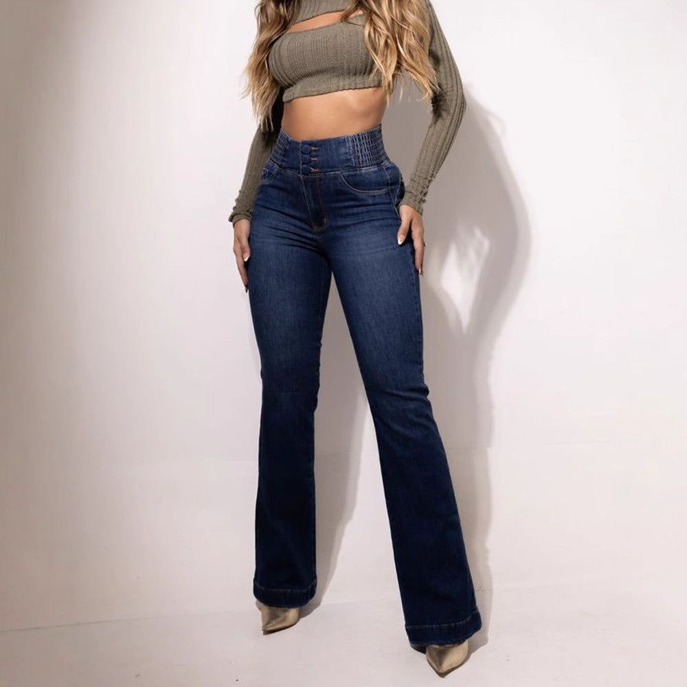 Damen Flared Jeans mit hohem Bund und figurbetontem Schnitt Drune