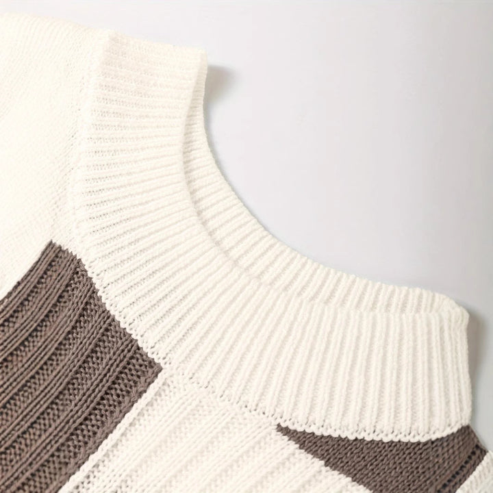 Damen lässiger Strickpullover mit modernem Karomuster Drune