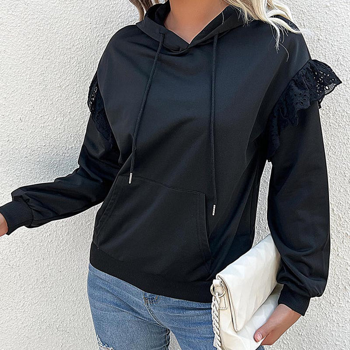 Damen Kapuzenpullover mit eleganten Rüschendetails Drune