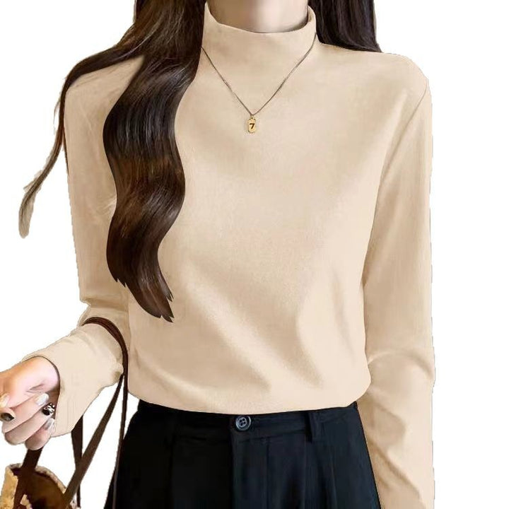 Damen Langarmshirt mit hochgeschlossenem Kragen und feiner Struktur Drune