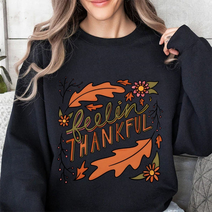 Damen Sweatshirt mit buntem Herbstmotiv und inspirierendem Schriftzug Drune