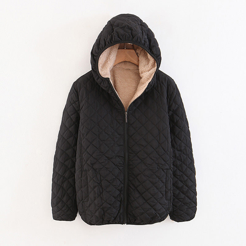 Damen gesteppte Winterjacke mit kuscheligem Innenfutter und Kapuze Drune