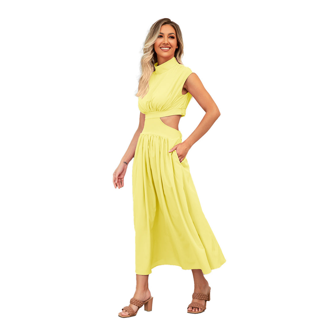 Damen Maxikleid mit Cut-Outs und modernem Stehkragen Drune