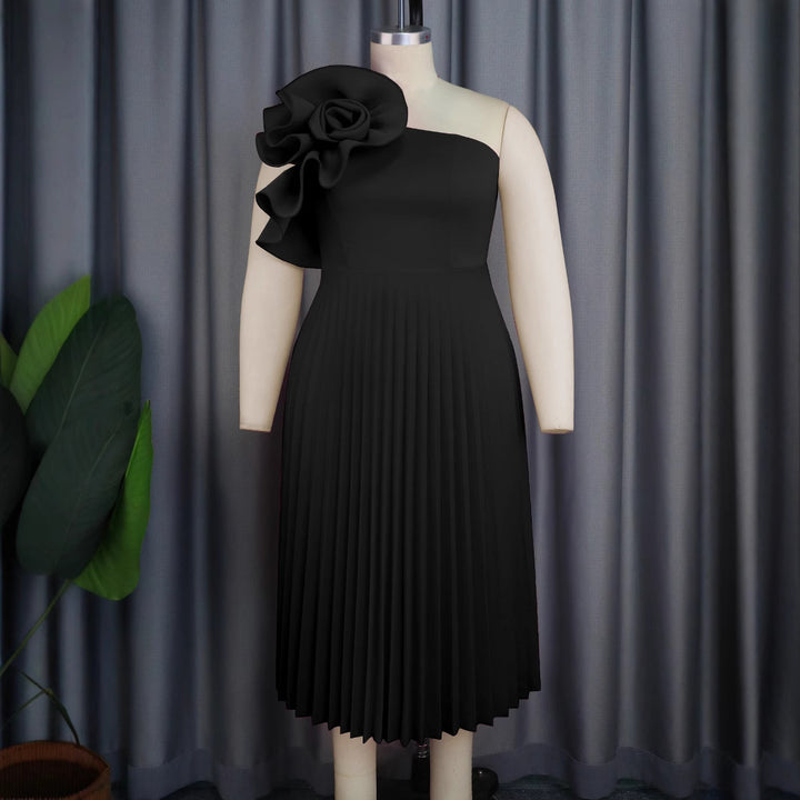 Damen elegantes Cocktailkleid mit voluminöser Blütenapplikation Drune