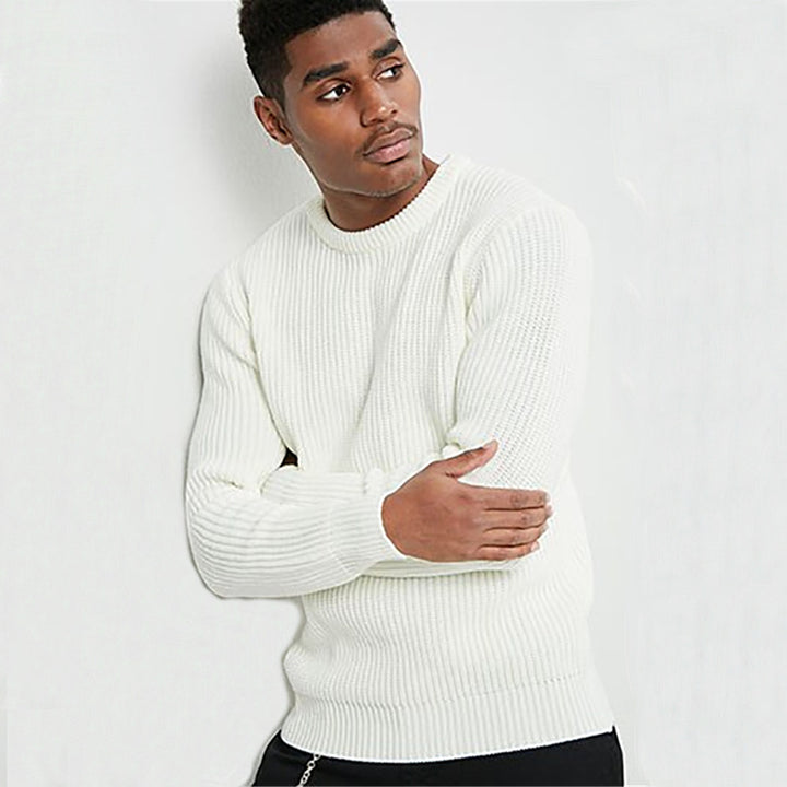 Herren Grobstrick Pullover mit strukturiertem Muster und Rundhalsausschnitt Drune