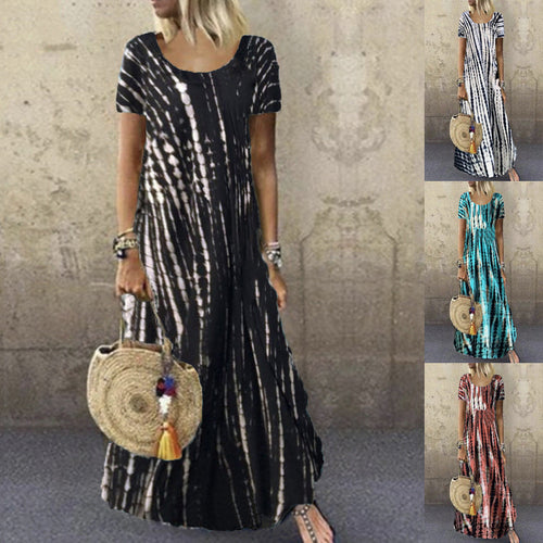 Drune | Kurzarm Gemustertes Maxikleid
