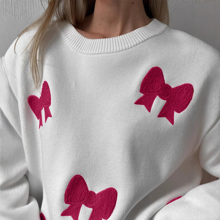 Damen modischer Pullover mit auffälligen Schleifendetails Drune