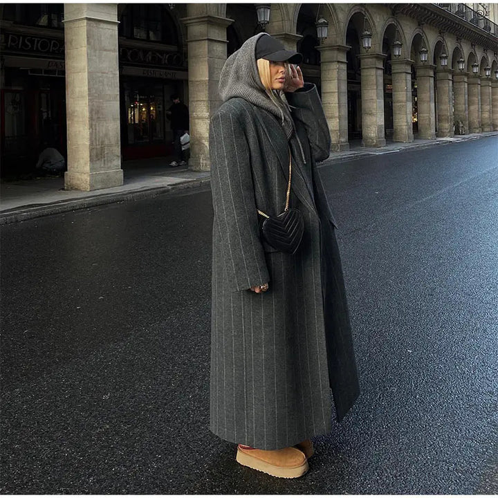 Damen Oversized Mantel mit Nadelstreifen Drune