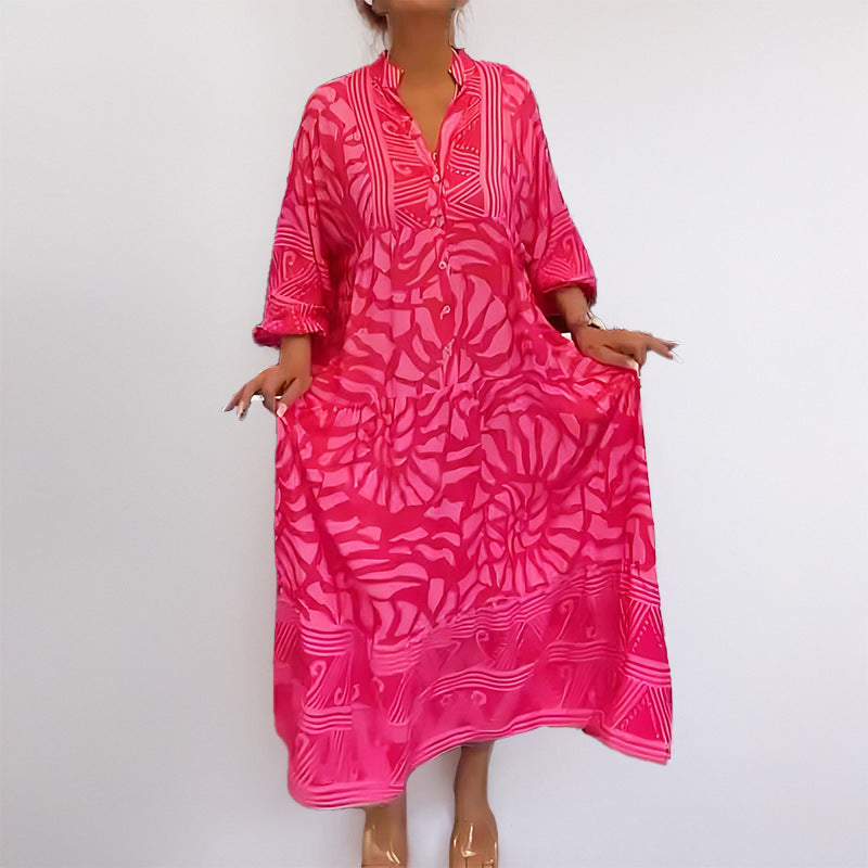 Damen Kaftan Kleid mit lässigem Schnitt und kunstvollem Muster Drune