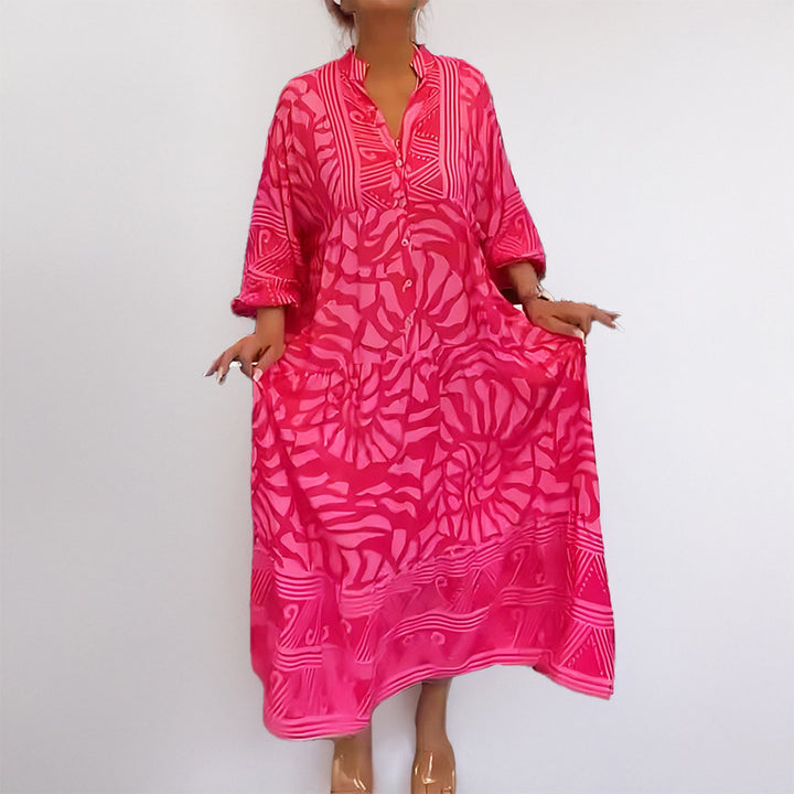 Damen Kaftan Kleid mit lässigem Schnitt und kunstvollem Muster Drune