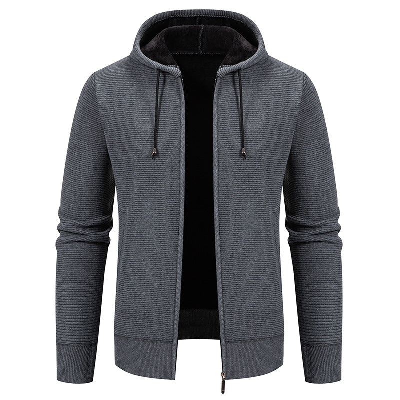 Herren moderne Kapuzenjacke mit strukturierter Oberfläche und weichem Innenfutter Drune
