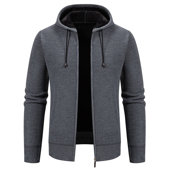 Herren moderne Kapuzenjacke mit strukturierter Oberfläche und weichem Innenfutter Drune
