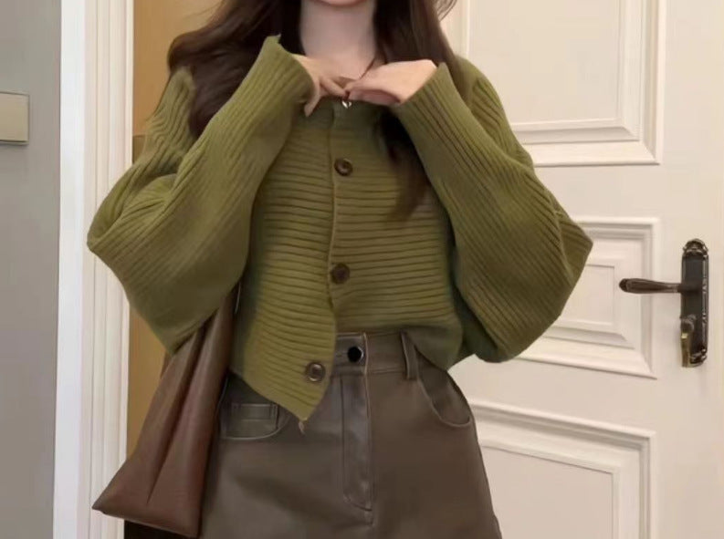 Damen modischer Strickoverwurf mit Knopfdetail und strukturiertem Design Drune