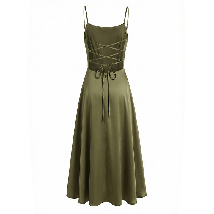 Damen Maxikleid mit elegantem Wasserfallausschnitt und schwingendem Rock Drune