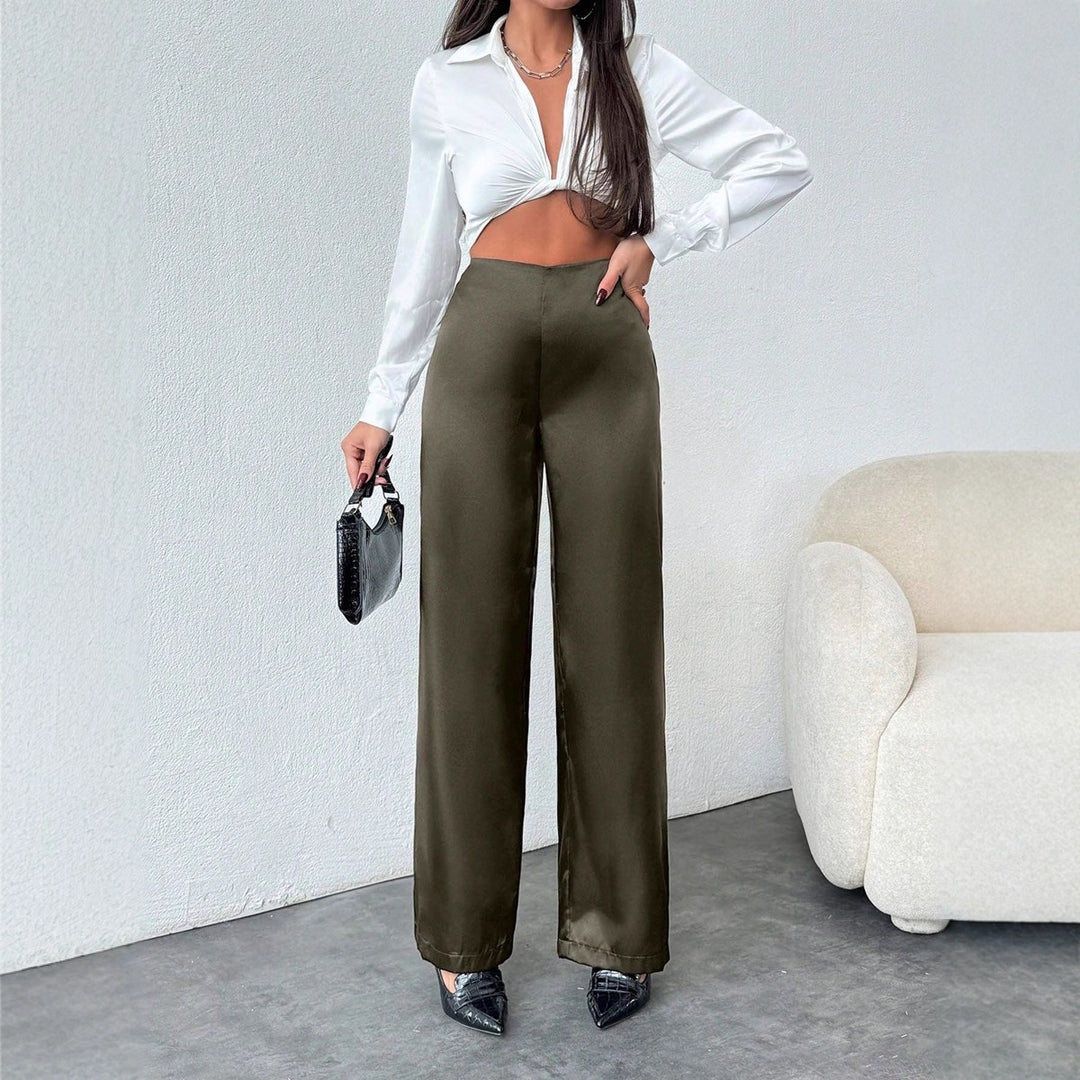 Damen Weite Satin-Hose mit elegantem Schnitt Drune