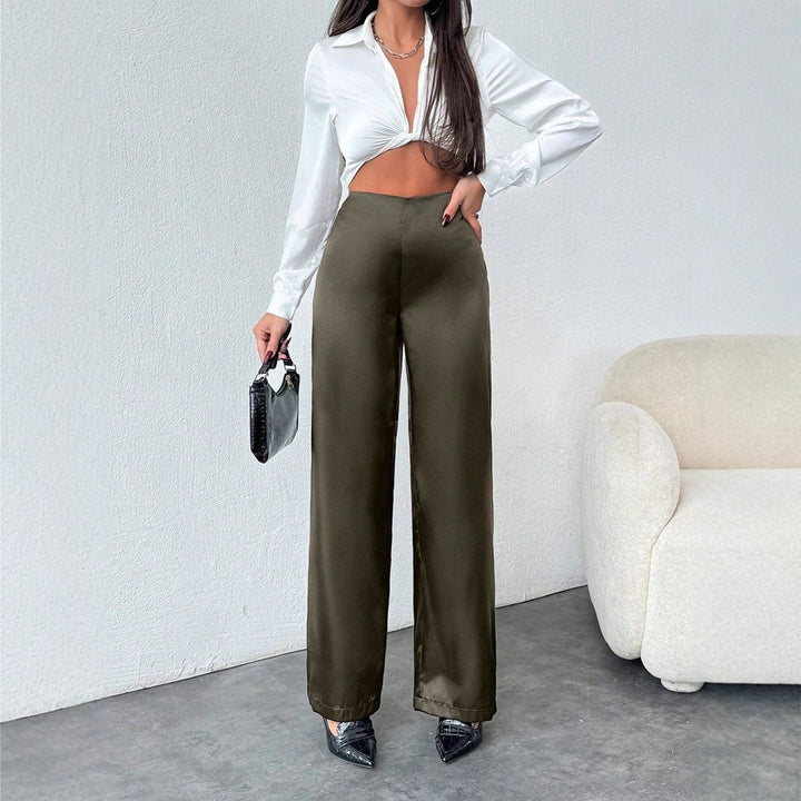 Damen Weite Satin-Hose mit elegantem Schnitt Drune