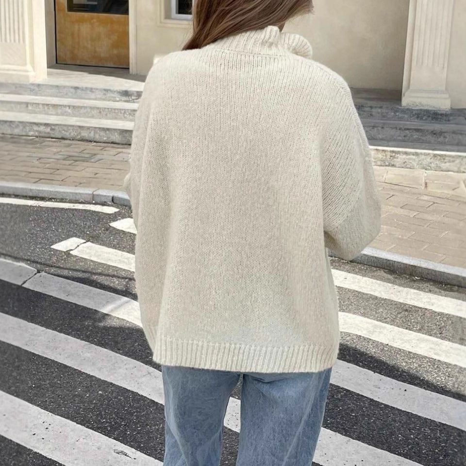 Damen lässige und oversized Strickjacke mit Knopfleiste Drune