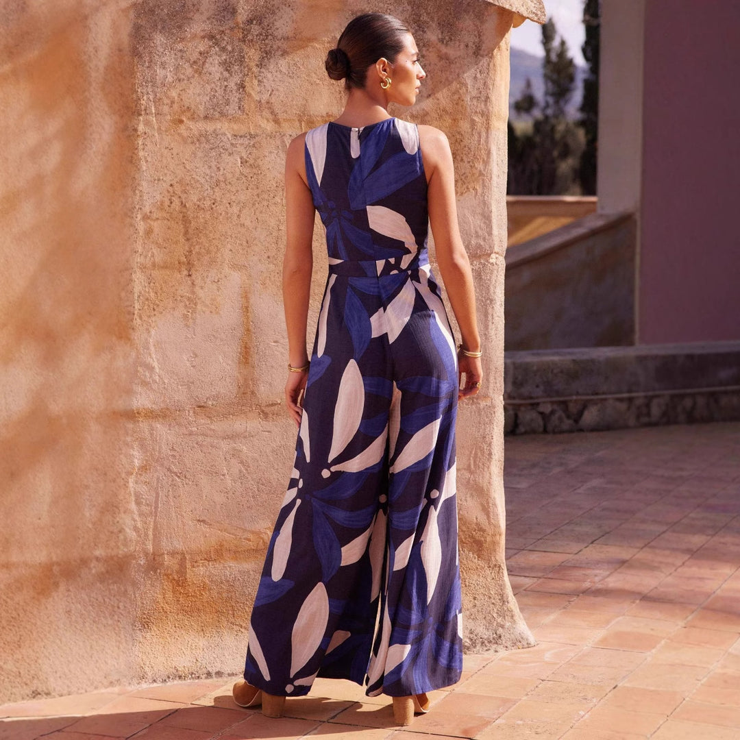 Damen Florales Maxikleid mit Bindegürtel und elegantem Schnitt Drune