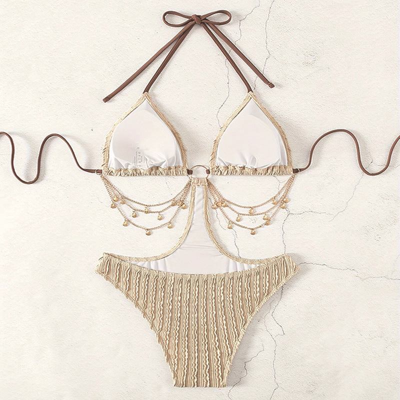 Damen Triangel-Bikini mit raffiniertem Schmuckdetail Drune
