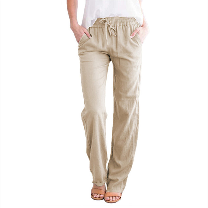 Damen nan leichte Leinenhose mit elastischem Bund und weitem Bein Drune