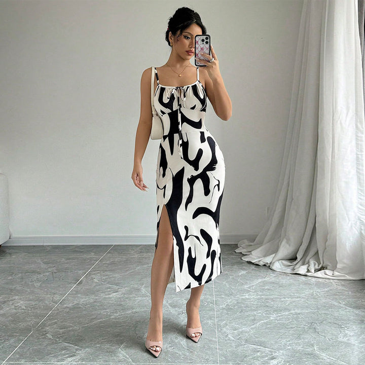 Damen Maxikleid mit elegantem Drapierungsdesign und seitlichem Schlitz Drune