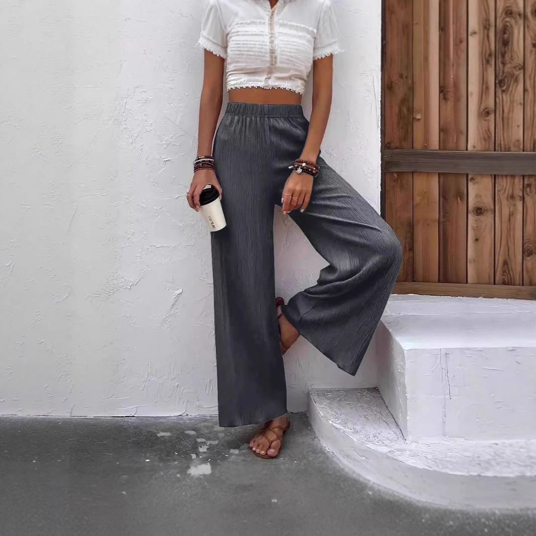 Damen weite Lounge-Hose mit elastischem Bund und Plissees Drune