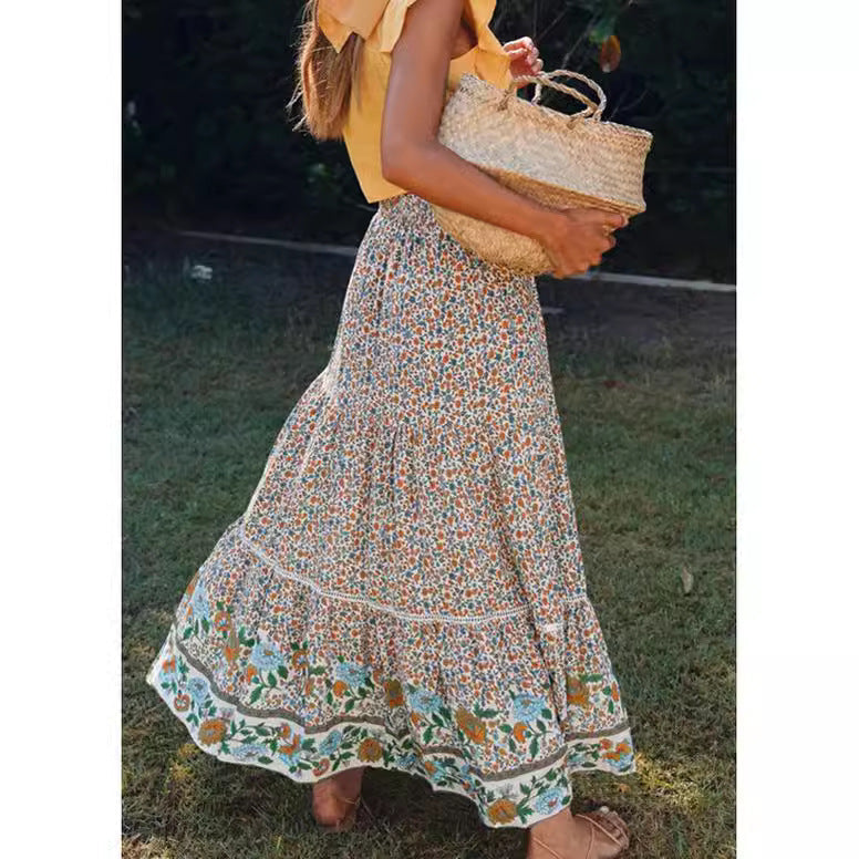 Damen Maxi-Rock aus floraler Baumwolle Drune