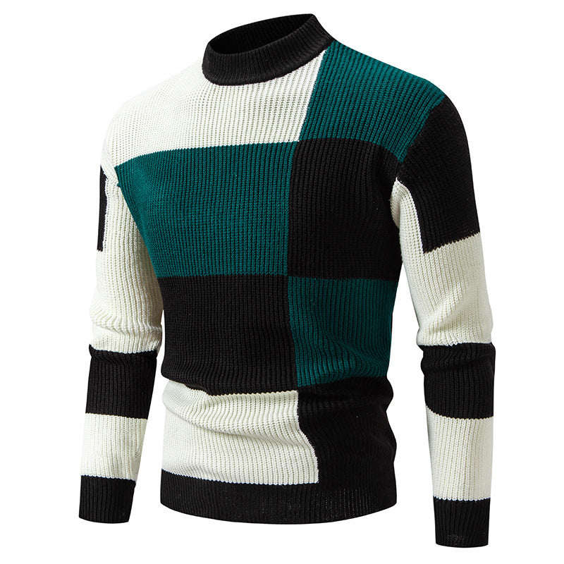 Herren modischer Rollkragenpullover mit strukturiertem Karomuster Drune