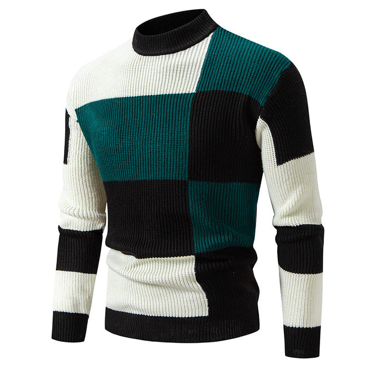 Herren modischer Rollkragenpullover mit strukturiertem Karomuster Drune