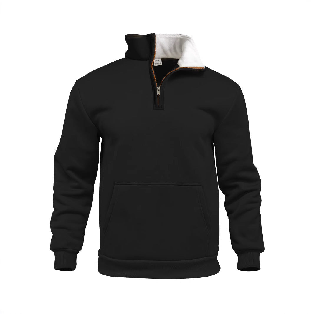 Herren sportlicher Kapuzenpullover mit halbem Reißverschluss und praktischer Kängurutasche Drune
