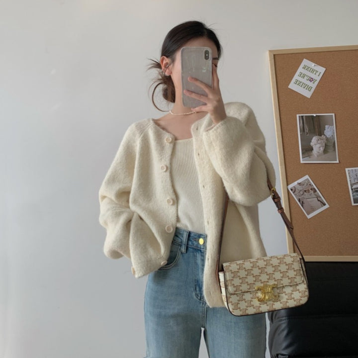 Damen kuscheliger Strickcardigan mit Knopfleiste und weitem Schnitt Drune