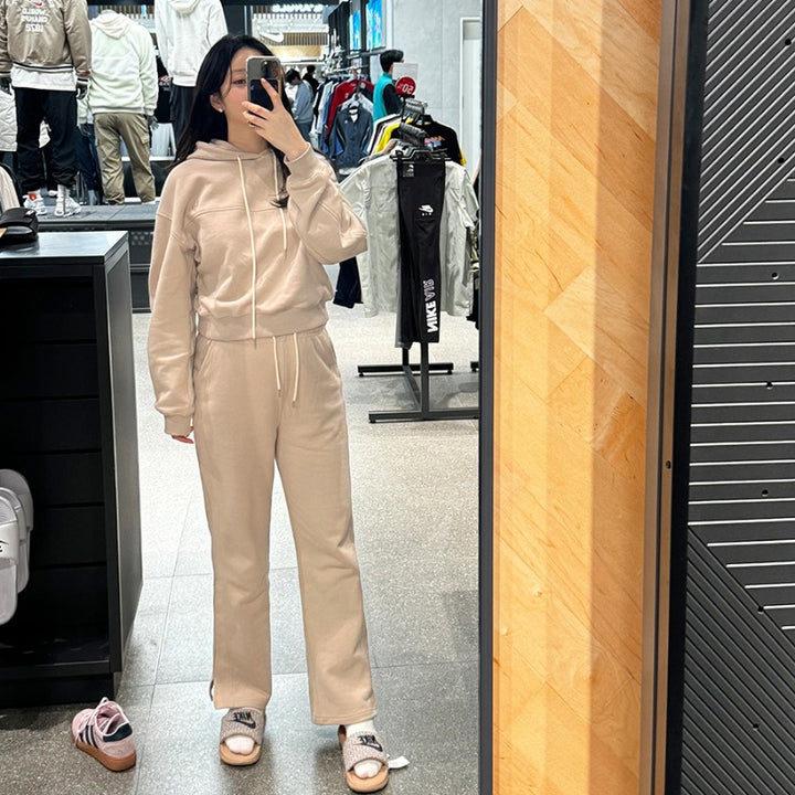 Damen modisches Loungewear-Set mit cropped Kapuzenpullover und bequemen Pants Drune
