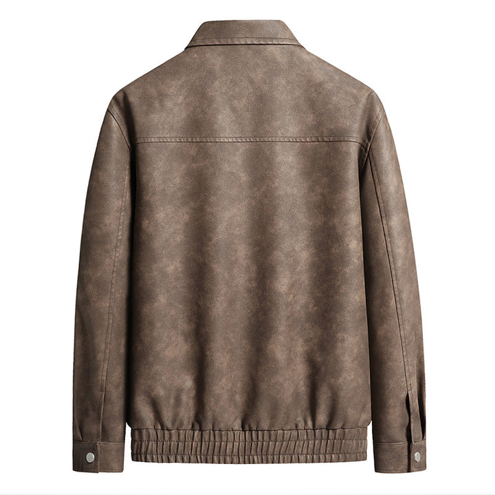 Herren  distressed Faux-Suede Zip-Front Kragenjacke mit elastischem Saum Drune