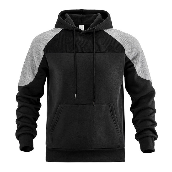 Herren nan sportiver Kapuzenpullover mit strukturierten Kontrast-Einsätzen und Kängurutasche Drune
