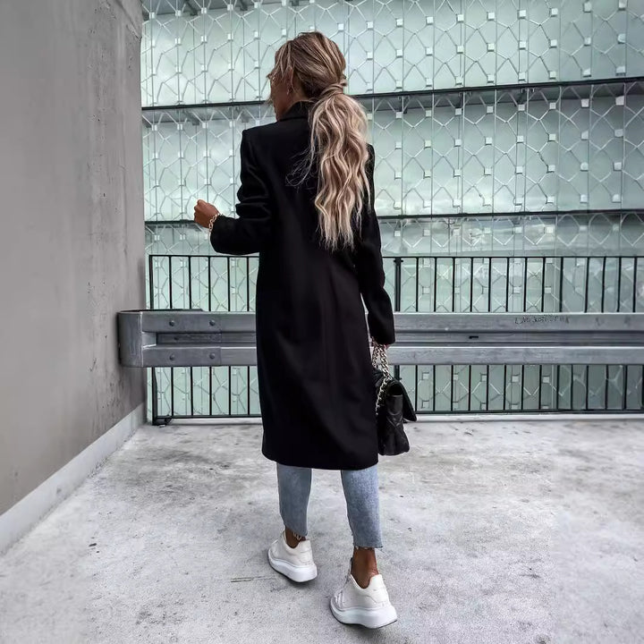 Damen eleganter Wollmantel im Oversized-Stil Drune