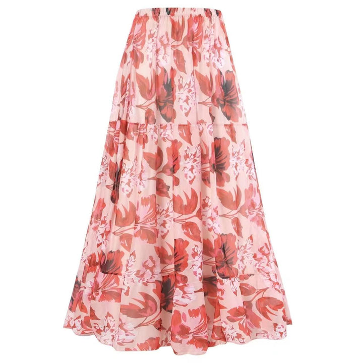 Damen Badeanzug mit floralem Design und passendem Rock Drune