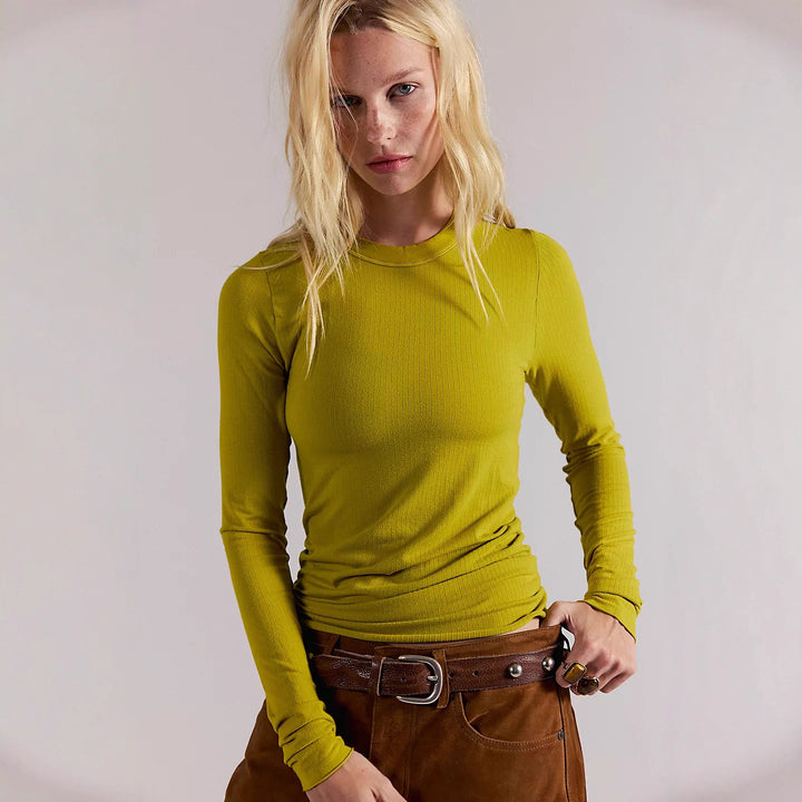 Damen Langarmshirt mit feinen Rippdetails und harmonischer Passform Drune