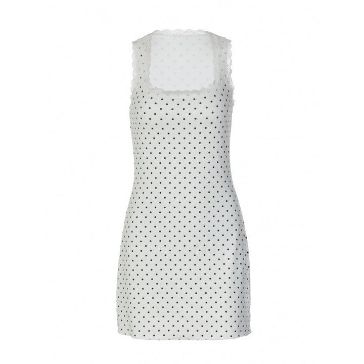 Damen Gepunktetes Minikleid mit transparenten Spitzenakzenten Drune