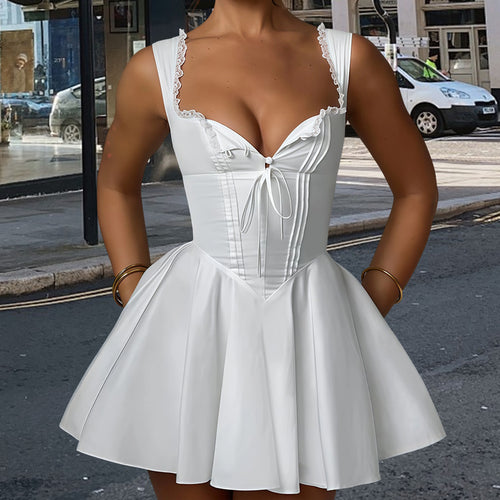 Damen Mini-Kleid mit Corsage und Rüschen Drune